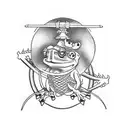 samurai frog  tattoo design idea