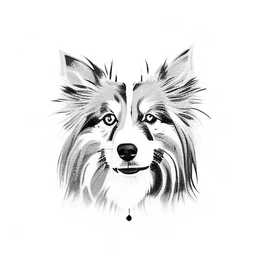 blue Merle sheltie with a brown eye and blue eye  tattoo design idea