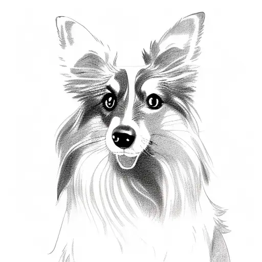 sheltie with a brown eye and blue eye  tattoo design idea