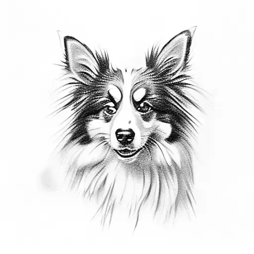 blue Merle sheltie with a brown eye and blue eye  tattoo design idea