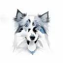 blue Merle sheltie with a brown eye and blue eye  tattoo design idea