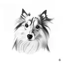 sheltie with a brown eye and blue eye  tattoo design idea