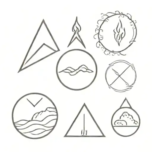 four elements - water, earth, fire and air  tattoo design idea
