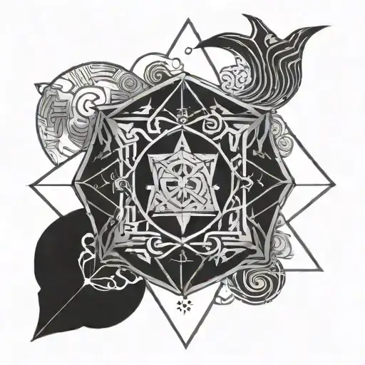 four elements - water, earth, fire and air  tattoo design idea