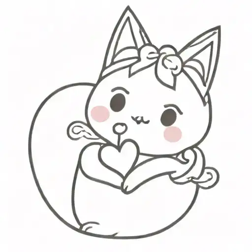 kuromi holding heart  tattoo design idea