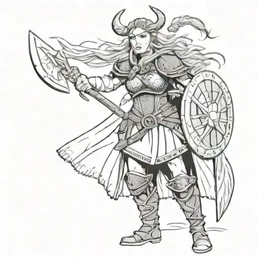 female Viking warrior tattoo design idea