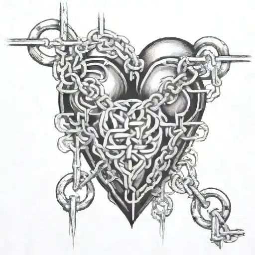 heart and chains breaking tattoo design idea