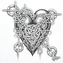 heart and chains breaking tattoo design idea