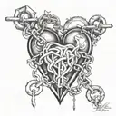 heart and chains breaking tattoo design idea