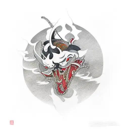 Samuraj z kataną tattoo design idea