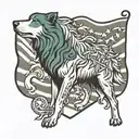 sheepdog wolf protect flag intertwined tattoo design idea