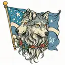 sheepdog wolf protect flag intertwined tattoo design idea
