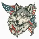 sheepdog wolf protect flag intertwined tattoo design idea
