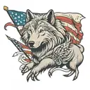 sheepdog wolf protect flag intertwined tattoo design idea