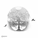 Bird on branch tree and another bird flying tattoo design idea