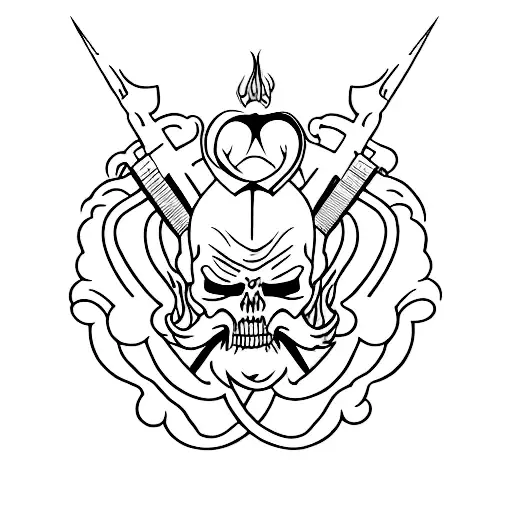 evil and love tattoo design idea