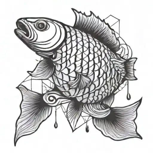 carp fishing hook tattoo design idea