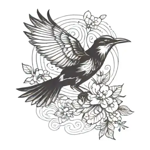 iwa bird flying tattoo design idea