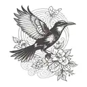 iwa bird flying tattoo design idea