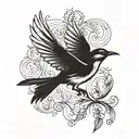 iwa bird flying tattoo design idea