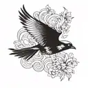 iwa bird flying tattoo design idea