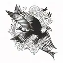 iwa bird flying tattoo design idea