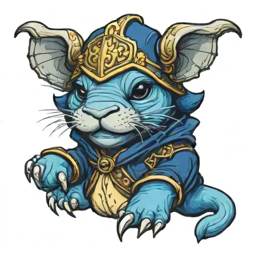 chibi blue walrus Dragonborn tattoo design idea