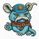 chibi blue walrus Dragonborn tattoo design idea