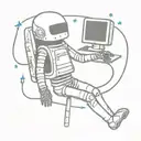A skeleton astronaut floating in space surrounded by computer code tattoo design idea