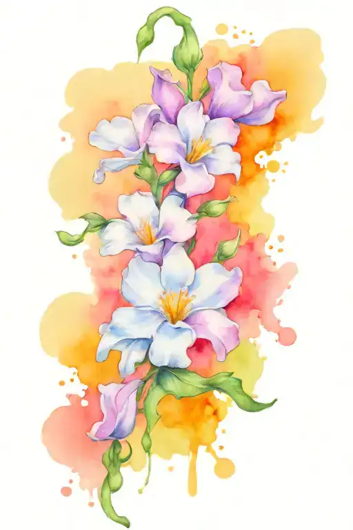 sweet peas, daisies and 5 hearts tattoo design idea