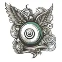 billiard ball with 2 wings on top tattoo design idea