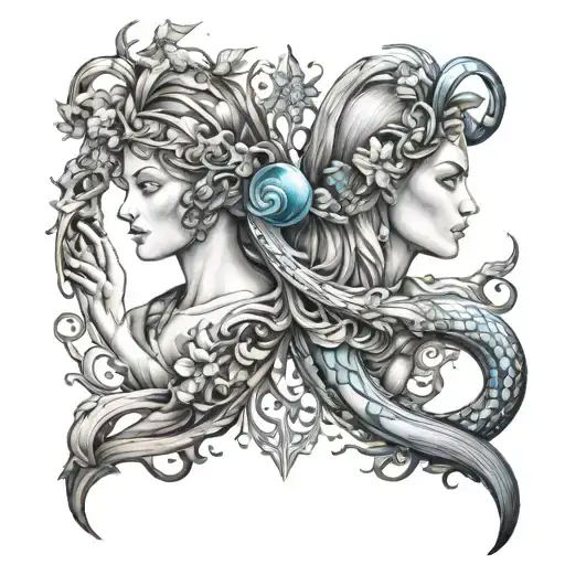 Virgo and Aquarius tattoo design idea