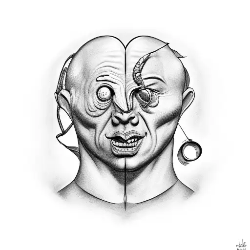 A comedy and tragedy mask tattoo design idea