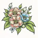 carnation flower and snowdrop flower tattoo design idea