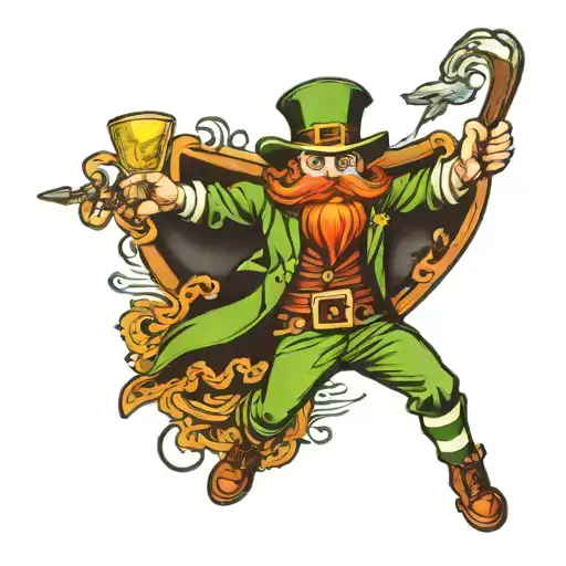 fighting irish leprechaun tattoo design idea