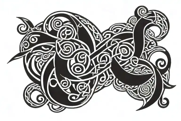 celtic band with runes intertwined tattoo design idea