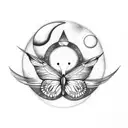 butterfly with moon phases tattoo design idea