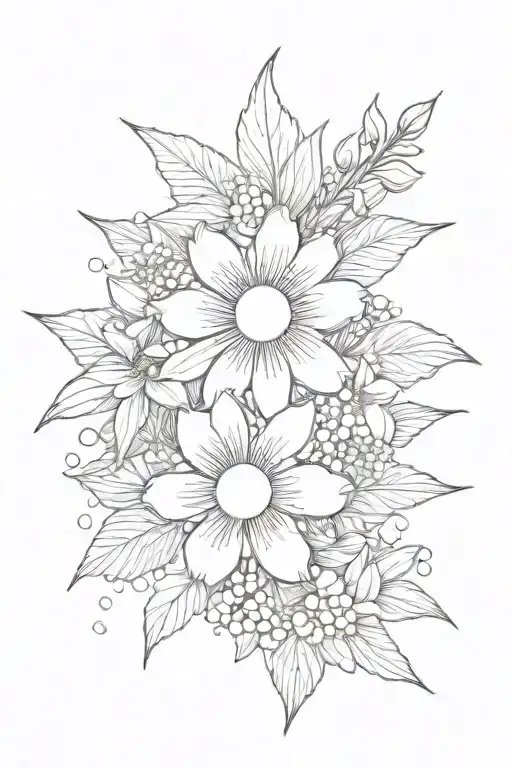 Philippines sun flag with Jasminum sambac and water  tattoo design idea