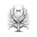 tree with scary face tattoo design idea