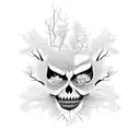 tree with scary face tattoo design idea