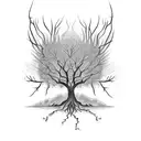 tree with scary face tattoo design idea