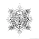 Black and White gothic ornamental tattoo based in stained Glass and windows from gothic buildings tattoo design idea