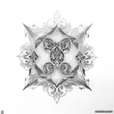 Black and White gothic ornamental tattoo based in stained Glass and windows from gothic buildings tattoo design idea