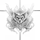 Black and White gothic ornamental tattoo based in stained Glass and windows from gothic buildings tattoo design idea