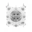 Black and White gothic ornamental tattoo based in stained Glass and windows from gothic buildings tattoo design idea