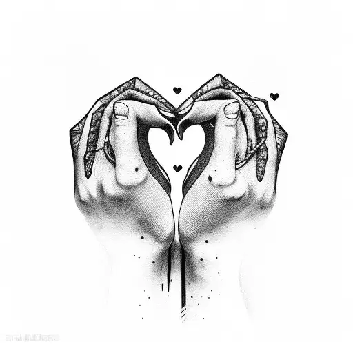 shackled hands with a heart in them  tattoo design idea