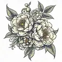 A kung-fu inspired tattoo design incorporating peonies and olive trees tattoo design idea