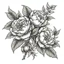 A kung-fu inspired tattoo design incorporating peonies and olive trees tattoo design idea