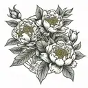 A kung-fu inspired tattoo design incorporating peonies and olive trees tattoo design idea