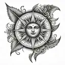 sunshine with a greak god  tattoo design idea
